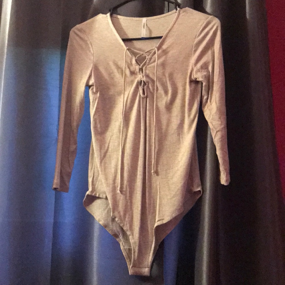 Lace-up long sleeve bodysuit